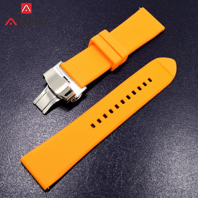 Silicone Watch Band 20mm Butterfly Buckle Bracelet Strap