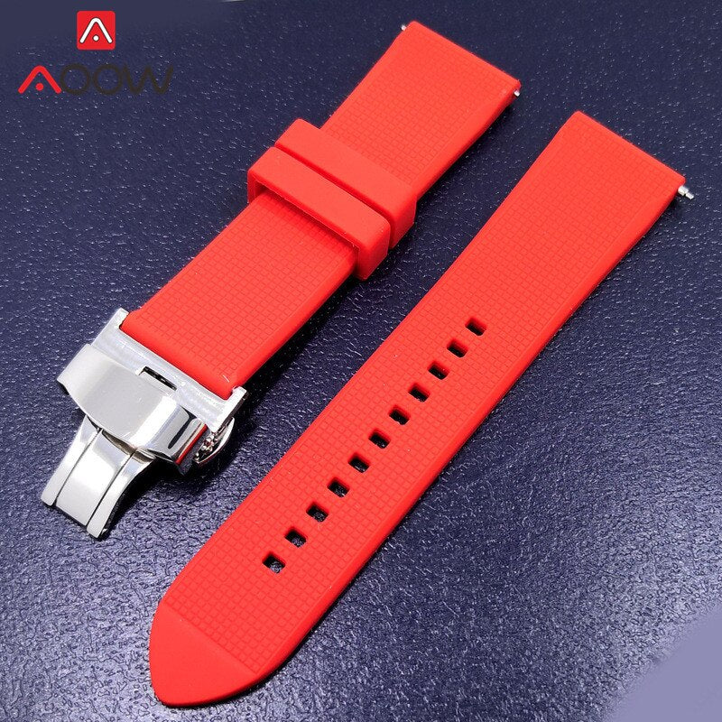 Silicone Watch Band 20mm Butterfly Buckle Bracelet Strap