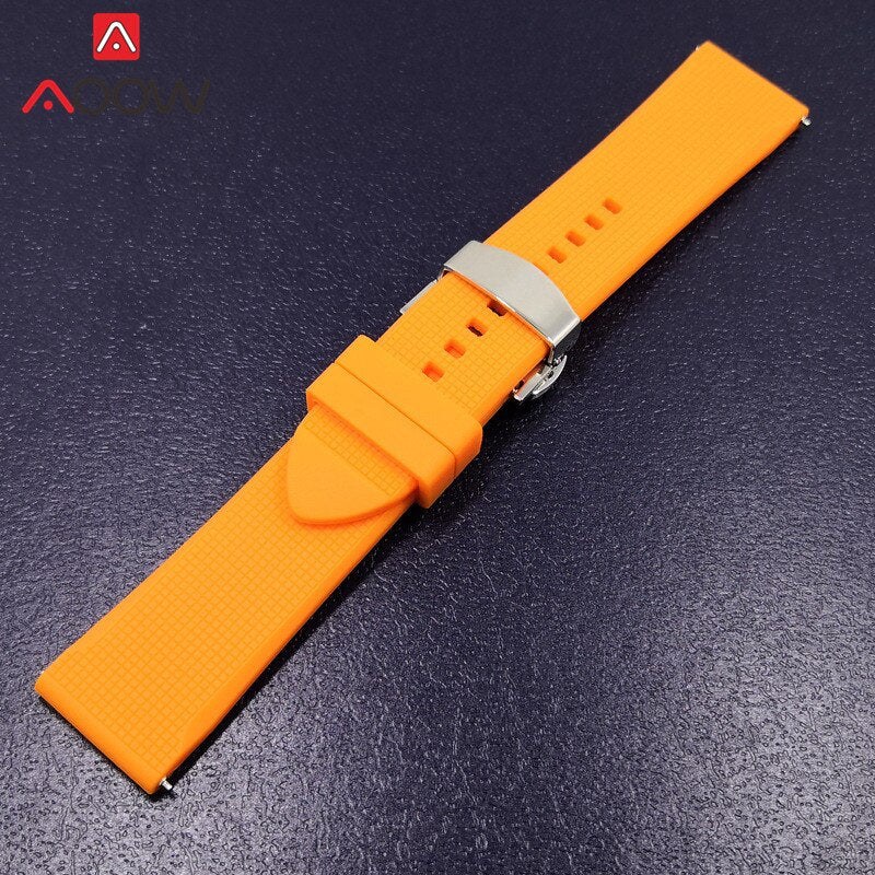 Silicone Watch Band 20mm Butterfly Buckle Bracelet Strap