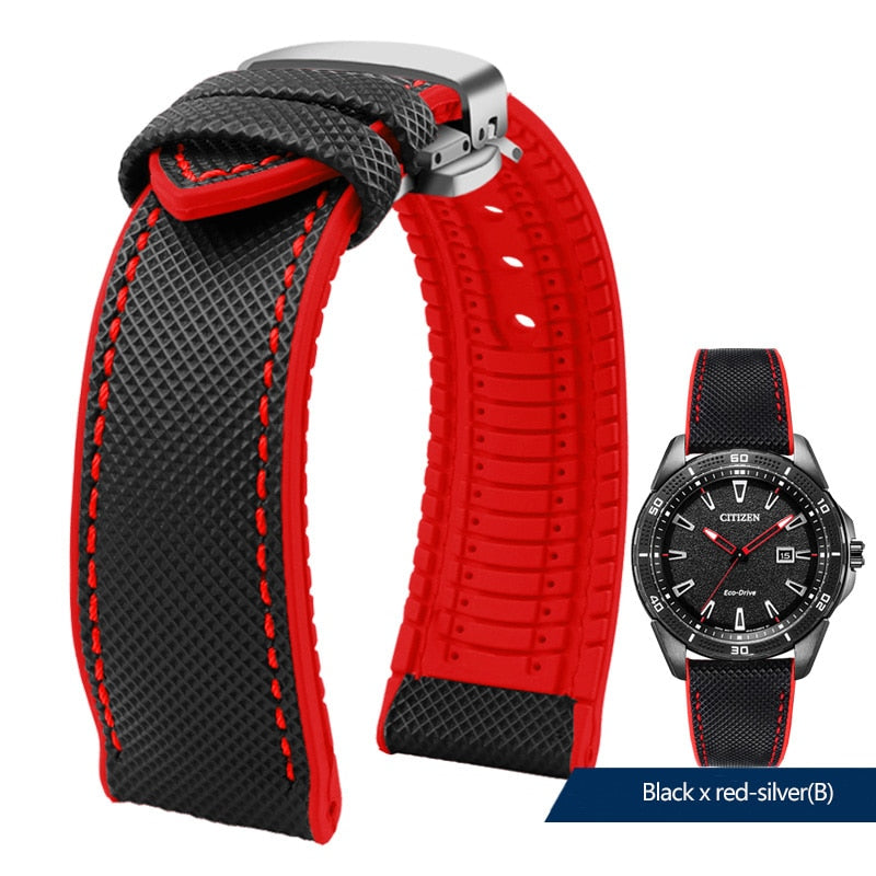 Nylon Silicone Bottom Watch Band Strap