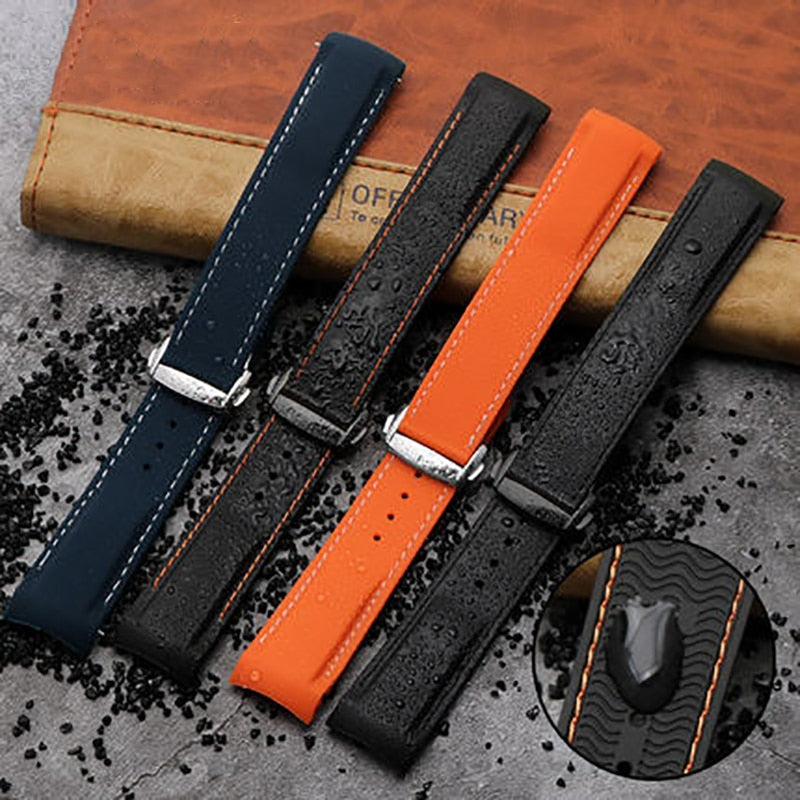 Curved End Rubber Silicone Watch Bands