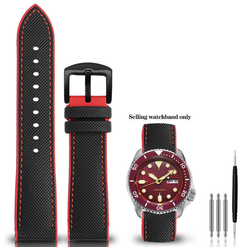 Nylon Silicone Bottom Watch Band Strap