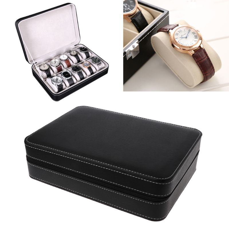 10 Slots Watch Zipper Travel Box