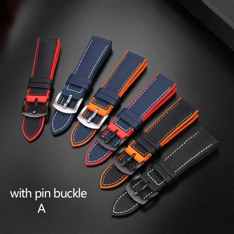 Nylon Silicone Bottom Watch Band Strap