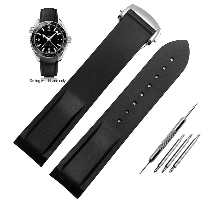 Curved End Rubber Silicone Watch Bands