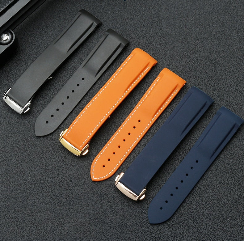 Curved End Rubber Silicone Watch Bands