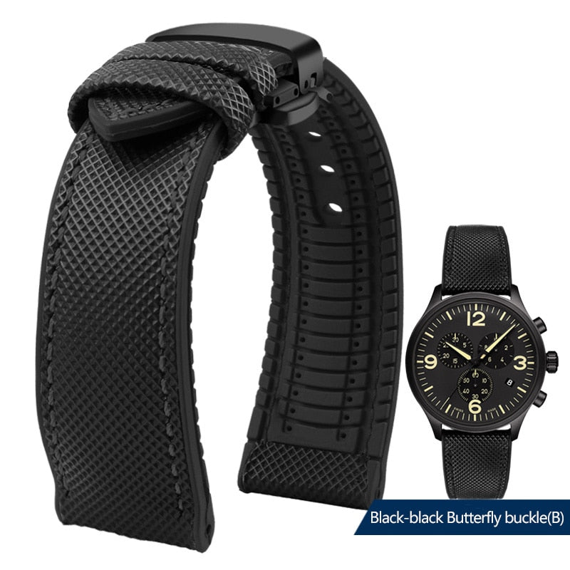 Nylon Silicone Bottom Watch Band Strap